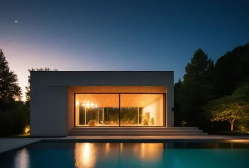 glass woodpanelling steps sunlight summer landscape pavilion  spotlight night view young girl walking around pool garden trees,summer house,pool house,modern house,dreamhouse,amanresorts,modern archit