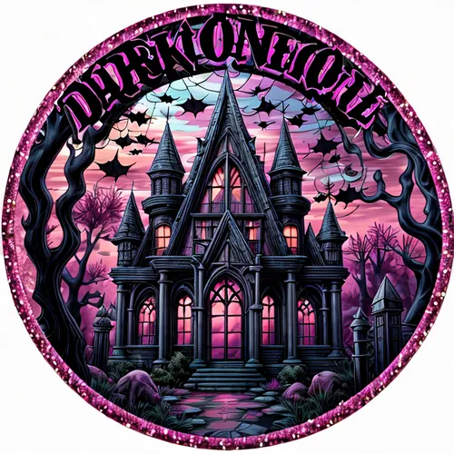 an image of a creepy cottage with bats on it,demonomicon,devilwood,blackmoor,darktown,deuteronomic,witch house