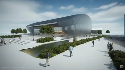 pintar las aletas curveadas metalicas y mejorar la calidad, mejorar el cielo,mipim,futuristic art museum,renderings,bjarke,3d rendering,associati,morphosis,snohetta,champalimaud,unbuilt,redevelopment,