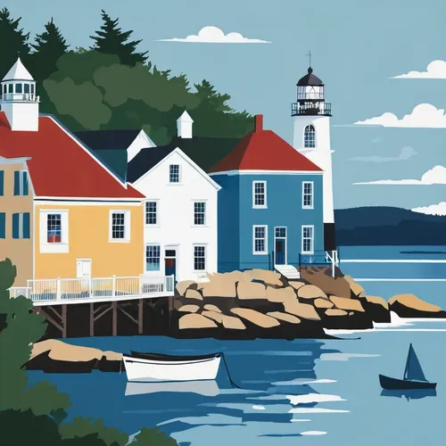 bar harbor,maine,nubble,thimble islands,new england,massachusetts,kennebunkport,new england style,new england clam bake,cape cod,nautical clip art,houses clipart,new england style house,martha's vineyard,mackinac island,lighthouse,provincetown,red lighthouse,harbor,newfoundland,Illustration,Vector,Vector 01