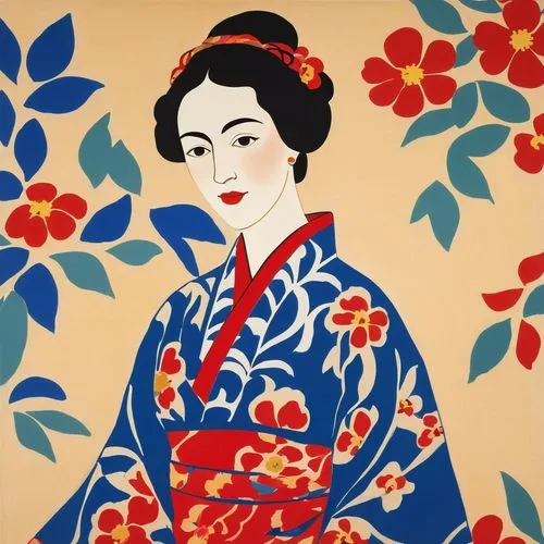 geiko,uemura,maiko,kimono fabric,geisha,geisha girl,Art,Artistic Painting,Artistic Painting 40