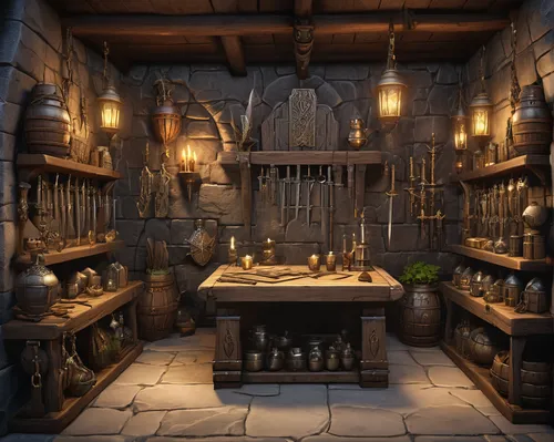 apothecary,candlemaker,tavern,victorian kitchen,kitchen shop,collected game assets,kitchen interior,the kitchen,shopkeeper,tinsmith,stalls,dark cabinetry,kitchen,tile kitchen,medieval market,medieval architecture,merchant,potions,ancient house,wine cellar,Unique,Design,Character Design