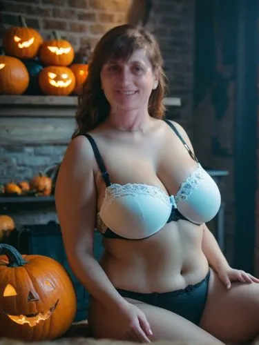 a bra,BIG BOOBS,BBW,ХЕЛОИН,ТИКВИ,,a women in black and white  with orange pumpkins,hypermastus,pumpsie,jogbra,titterrell,kirdyapkin,sgh