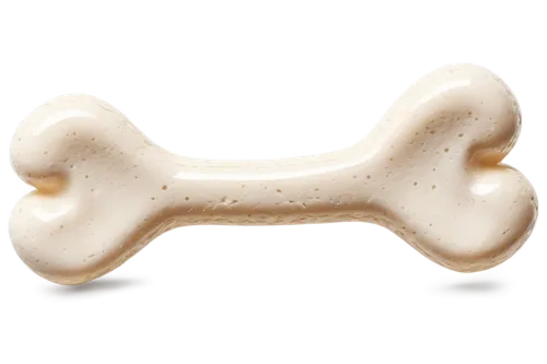 Transparent dog bone, detailed texture, smooth surface, white color, irregular shape, floating in mid-air, frontal view, soft focus, warm lighting, shallow depth of field, isolated object, PNG format.