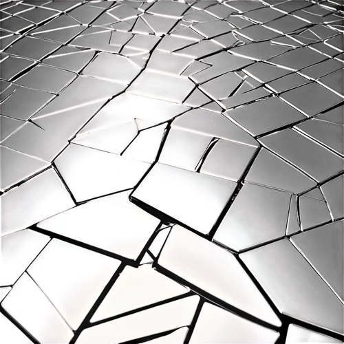 Grid pattern, geometric shape, 3D effect, metallic material, silver color, reflective surface, low-angle shot, dramatic lighting, high contrast, futuristic atmosphere, intricate details, symmetrical c