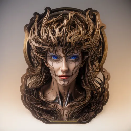 fantasy portrait,faun,violet head elf,cosmetic brush,sculpt,cybele,crown render,fantasy woman,dryad,venetian mask,custom portrait,bodypainting,headpiece,lokportrait,doll's head,cougar head,celtic queen,head woman,head plate,airbrushed