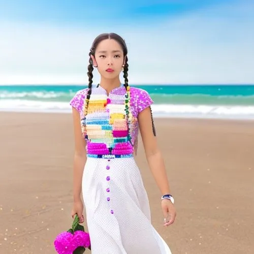 asian costume,beach background,lei,ao dai,phuquy,traditional costume,kaew chao chom,social,walk on the beach,inka,asian woman,xuan lian,hanbok,colorful,bia hơi,inner mongolian beauty,miss vietnam,mui 