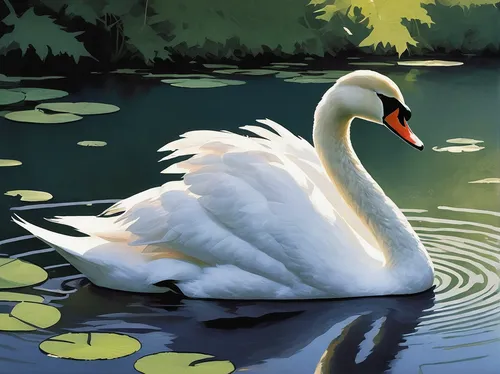 In a tranquil pond, visualize the serene swan gracefully moving its head, imparting a sense of elegance.,trumpeter swan,white swan,swan on the lake,swan,swan lake,swan boat,constellation swan,tundra s