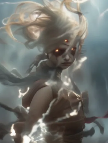 A women with her hair flowing
,a beautiful woman with white hair and eyes holding a sword,boros,tiber riven,asura,janna,monsoon banner,thundra