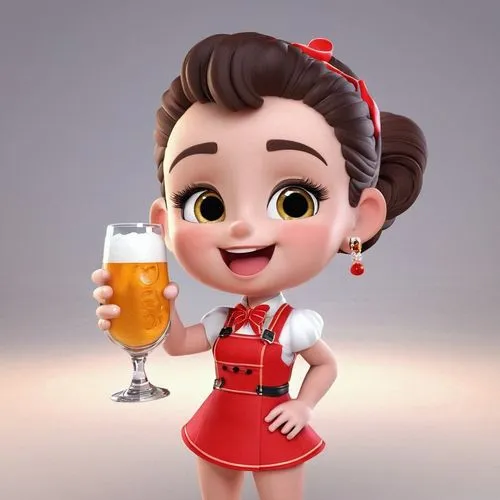 kewpie doll,barmaid,kewpie dolls,apple beer,monchhichi,pin up christmas girl,cute cartoon character,beer cocktail,ice beer,waitress,coca cola,i love beer,coca-cola light sango,coca-cola,beer,rockabella,female doll,bartender,beer tap,beer stein,Unique,3D,3D Character