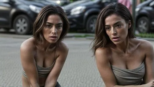 two girls,photoshop manipulation,vw split screen,models,brasileira,mirror image,duo,duplicate,mercedes,double,ai,clone,benz,depressed woman,model cars,photoshop creativity,mercedes benz,maras,illusion,cgi