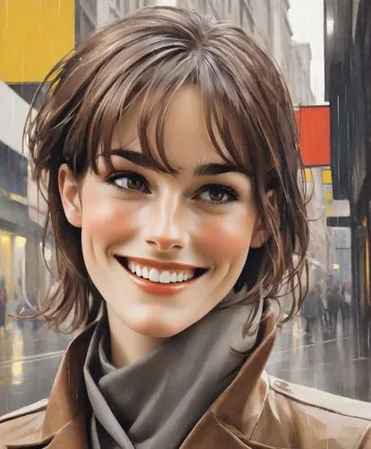 a girl's smile,tracer,vector girl,daisy jazz isobel ridley,city ​​portrait,audrey,smiling,world digital painting,kosmea,killer smile,digital painting,a smile,portrait background,oil painting on canvas,grin,audrey hepburn,oil on canvas,cg,lena,lara,Digital Art,Poster