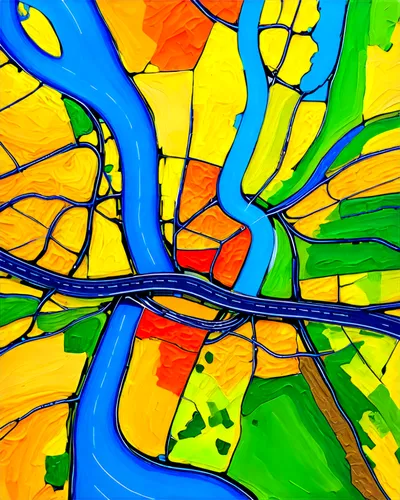 river delta,meanders,72 turns on nujiang river,watercourses,tributaries,meandering,interchanges,streamflow,arterials,river course,watersheds,meander,waterways,topographer,heart of love river in kaohsiung,hydrogeological,topographical,topographic,geomorphic,catchment,Conceptual Art,Oil color,Oil Color 20