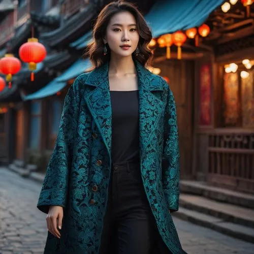 Design a new Chinese-style element-inspired coat for the summer of 2024, specifically tailored for stylish urban women. It should be suitable for daily errands, social gatherings, and commuting to and