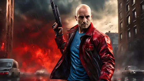 red hood,action-adventure game,mobile video game vector background,shooter game,red coat,action hero,gangstar,red super hero,game art,carmine,red arrow,eleven,background image,android game,dean razorb