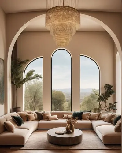 vaulted ceiling,sunroom,window curtain,mahdavi,round window,contemporary decor,bay window,semi circle arch,gold stucco frame,big window,hovnanian,french windows,interior decor,daylighting,modern decor,minotti,stucco ceiling,transparent window,luxury home interior,windowblinds,Illustration,Abstract Fantasy,Abstract Fantasy 19