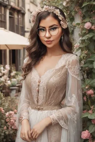 marzieh,anfisa,tunisienne,armenian,arab,girl in a historic way,poshteh,lace round frames,assyrian,sanmina,margairaz,yemeni,miss circassian,faryal,vintage floral,persian,lumidee,with glasses,bridal,quinceanera,Photography,Realistic