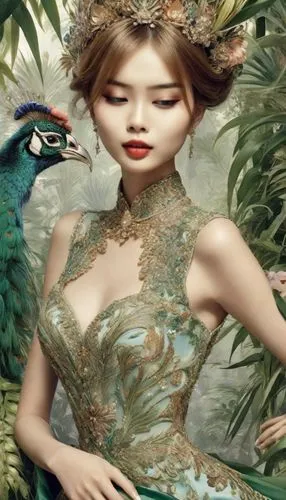 fairy peacock,peacock,faery,exotic bird,preen,quetzal