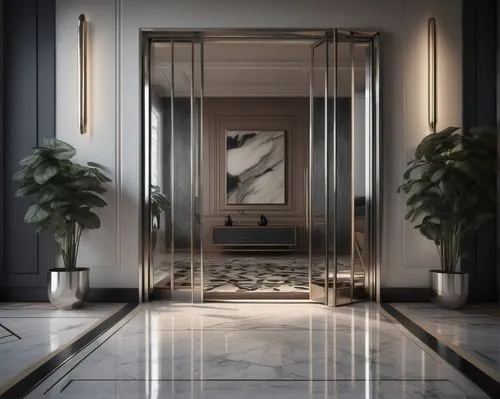 metallic door,hallway space,luxury home interior,interior modern design,foyer,penthouses,entryway,hallway,modern decor,interior design,elevators,entryways,enfilade,luxury bathroom,3d rendering,contemporary decor,levator,art deco,minotti,interior decoration,Conceptual Art,Fantasy,Fantasy 01