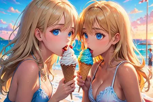 ice creams,kawaii ice cream,ice cream,popsicle,summer background,popsicles,ice pop,icecream,gelati,sweet ice cream,icepop,icy snack,ice popsicle,soft ice cream,ice cream on stick,suomi,two girls,paletas,ice cream icons,beach background,Anime,Anime,Realistic