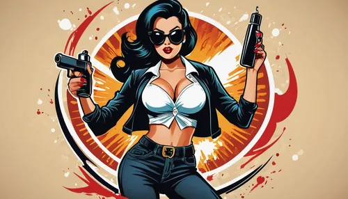 girl with a gun,girl with gun,woman holding gun,bad girl,femme fatale,bad girls,valentine pin up,bullet,pin up girl,valentine day's pin up,pistols,pin up,cool pop art,pin ups,vector illustration,pin-up girl,harley,retro pin up girl,smith and wesson,spy visual,Unique,Design,Logo Design