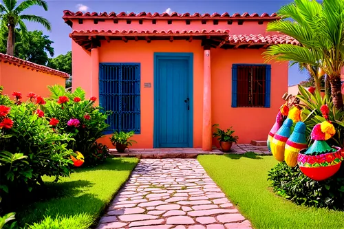 casitas,casita,colorful facade,curacao,palapa,palmilla,zihuatanejo,oaxacan,holiday villa,hacienda,casa,altos de chavon village,tropical house,paracatu,chucun,vibrant color,exterior decoration,oaxtepec,oaxacans,guadelupe,Illustration,Japanese style,Japanese Style 12