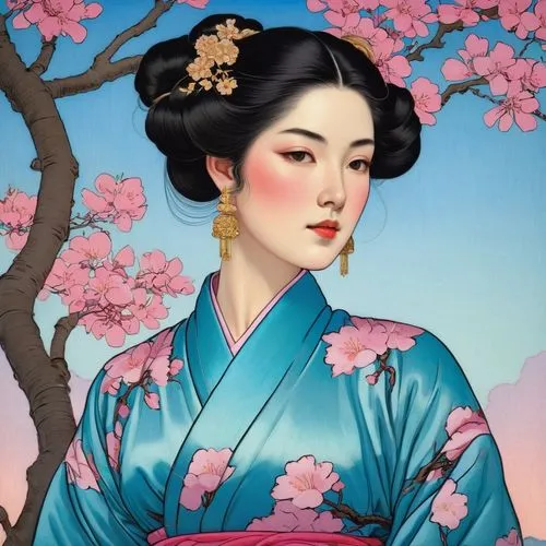 geiko,maiko,uemura,geisha girl,geisha,japanese woman,Illustration,Retro,Retro 11