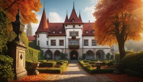 fairy tale castle,fairytale castle,autumn frame,bethlen castle,autumn background,fairy tale castle sigmaringen,beschloss,autumn theme,manor,autumn idyll,autumn decoration,medieval castle,autumn in the park,transylvania,bach knights castle,felderhof,autumn day,castle,sylvania,autumn scenery,Illustration,Abstract Fantasy,Abstract Fantasy 01