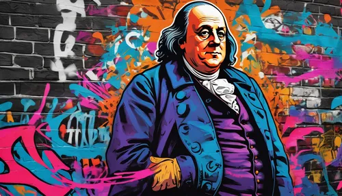 Create a suspenseful short story where Benjamin Franklin uncovers a mysterious conspiracy in colonial Philadelphia.,benjamin franklin,george washington,jefferson,hamilton,thomas jefferson,graffiti art