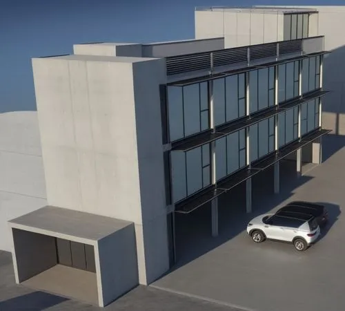 multi storey car park,car showroom,modern building,new building,metaldyne,eifs,Photography,General,Realistic