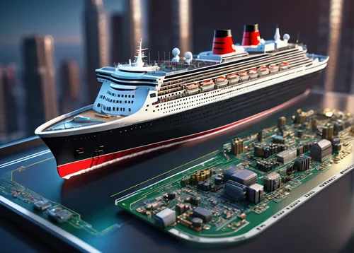ocean liner,cruise ship,3d rendering,costa concordia,3d render,passenger ship,printed circuit board,shipping industry,sea fantasy,queen mary 2,troopship,3d rendered,scale model,3d model,motor ship,battlecruiser,ship traffic jams,electronic component,graphic card,sound card,Photography,General,Sci-Fi