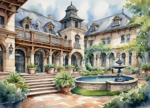 knight village,courtyards,courtyard,fairy tale castle,gondolin,carstairs,seregil,medieval town,auberge,watercolor paris balcony,townsquare,rouran,villate,nargothrond,lockhart,palaces,castle of the corvin,manoir,brehon,watercolor paris,Illustration,Paper based,Paper Based 25