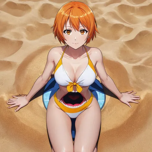 一个嘴唇张开大嘴,one-piece swimsuit,nami,beach snake,beach shell,white sand,summer swimsuit,beach background,beach toy,playing in the sand,bathing suit,beached,swimsuit,beach ball,beach scenery,beach towel,ne