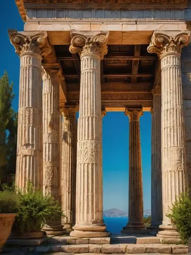 greek temple,doric columns,erechtheion,temple of poseidon,temple of hercules,temple of diana,erechtheus,peristyle,roman temple,acropolis,artemis temple,the parthenon,hellas,pillars,roman columns,akropolis,herakleion,three pillars,parthenon,poseidons temple,Photography,General,Fantasy