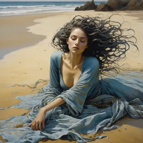 heatherley,donsky,the wind from the sea,girl on the dune,dubbeldam,ariadne,Illustration,Realistic Fantasy,Realistic Fantasy 16