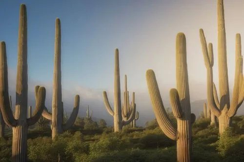 many tall cactus trees and bushes near the mountains,saguaros,organ pipe cactus,saguaro,sonoran desert,sonoran,cactus digital background,Photography,General,Realistic