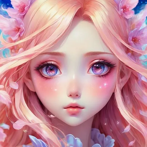 flower fairy,fantasy portrait,lumi,pink hydrangea,camellia,doll's facial features,fae,eloise,rose quartz,rosa 'the fairy,haru,pink floral background,flora,pearblossom,sky rose,luka,pink cherry blossom,peignoir,sakura blossom,euphemia,Illustration,Realistic Fantasy,Realistic Fantasy 37