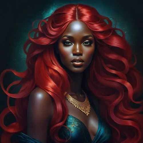 ariel,binti,niobe,ororo,monique,fantasy portrait,mera,huiraatira,merida,oshun,sirena,teairra,starfire,angolan,kunbi,mermaid vectors,fantasia,azilah,african woman,toccara,Illustration,Realistic Fantasy,Realistic Fantasy 15