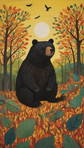 american black bear,sun bear,bear kamchatka,fall animals,black bears,autumn icon,bear guardian,bear,great bear,ursa,slothbear,spectacled bear,brown bear,sleeping bear,bears,sloth bear,beaver,the bears,autumn idyll,little bear,Art,Artistic Painting,Artistic Painting 25