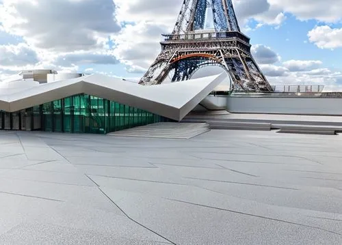 ship museum paris, glass facade, metal roof,park forground
,universal exhibition of paris,futuristic architecture,futuristic art museum,paris clip art,french building,glass pyramid,palais de chaillot,