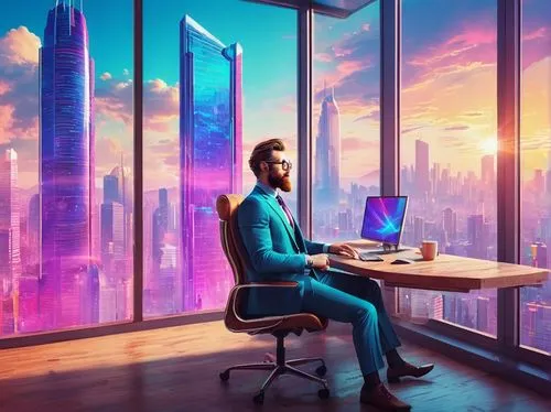 blur office background,neon human resources,man with a computer,modern office,creative office,futurists,ceo,megacorporation,futurenet,wonderworker,superhero background,sci fiction illustration,smartsuite,burzenin,computer business,inntrepreneur,homelander,sky space concept,computerologist,compositing,Conceptual Art,Sci-Fi,Sci-Fi 27