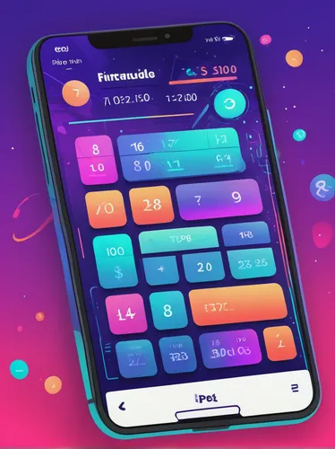 Design a cheerful interface for a tip calculator app with vibrant colors and animations.,dribbble,colorful foil background,e-wallet,color picker,lunisolar theme,colorful background,gradient effect,lan