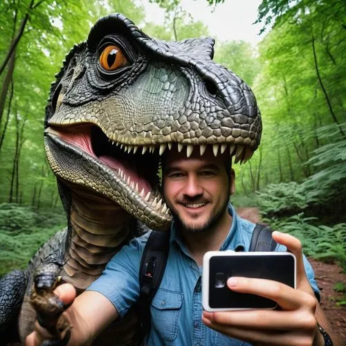 A photographer takes selfies with a small real dinosaur cuddled up to him. ,dinosaurios,dinosaruio,jurassic,dryosaurus,zoo brno,zoo heidelberg,velociraptors,dinosaur,nodosaurids,dinoire,dinosaurian,st