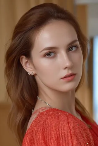 the girl in red is posing for the camera,sarikaya,anastasiadis,kalki,manohara,kornelia,romantic look,Photography,General,Realistic