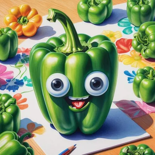 bellpepper,bell pepper,green pepper,green bell pepper,green bell peppers,bell peppers,peppers,sweet peppers,green paprika,italian sweet pepper,serrano peppers,anaheim peppers,kawaii vegetables,bell peppers and chili peppers,jalapenos,hot peppers,serrano pepper,sweet pepper,capsicum,spoiled red bell pepper,Conceptual Art,Daily,Daily 17