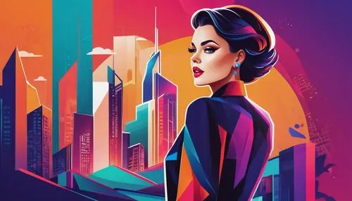 art deco woman,art deco background,fashion vector,wpap,vector illustration,vector graphic,sci fiction illustration,art deco,vector graphics,retro woman,vector art,fashion illustration,game illustration,city ​​portrait,abstract retro,adobe illustrator,retro women,vector girl,bussiness woman,world digital painting,Unique,Design,Logo Design