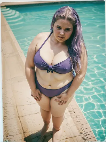 bbw,body positivity,violet,chubby,pool,big boobs