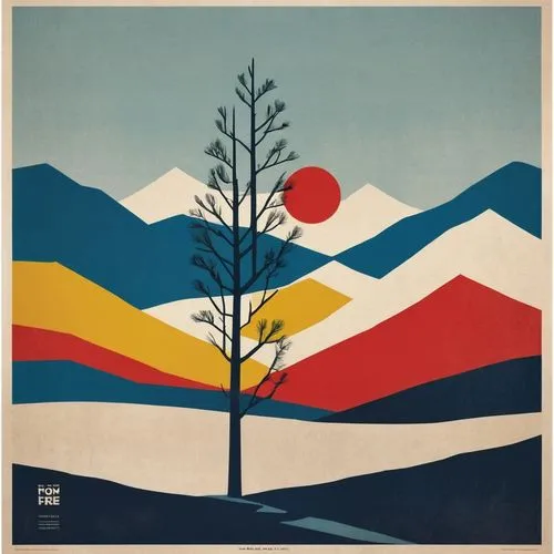 travel poster,cool woodblock images,pine trees,larch forests,spruce trees,woodblock prints,mountain scene,pine tree,pine-tree,red pine,evergreen trees,mountain sunrise,deforested,landscape red,of trees,larch trees,matruschka,spruce forest,lone tree,cardstock tree,Art,Artistic Painting,Artistic Painting 43