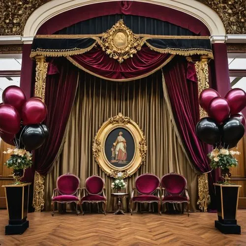 stage curtain,royal interior,ballroom,theater curtain,theatre curtains,theatre stage,event venue,theater stage,the throne,ornate room,treasure hall,theater curtains,wedding decorations,decorations,wedding decoration,the stage,party decorations,rococo,circus stage,interior decor