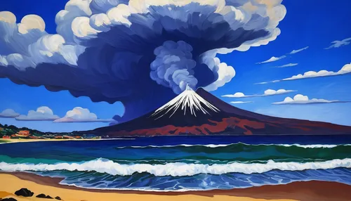 stratovolcano,volcanic landscape,volcanos,volcano,krafla volcano,fujiyama,volcanic activity,mount taranaki,volcanoes,gorely volcano,active volcano,volcanism,fuji,taranaki,tongariro,volcanic eruption,the volcano avachinsky,types of volcanic eruptions,the volcano,eruption,Art,Artistic Painting,Artistic Painting 40